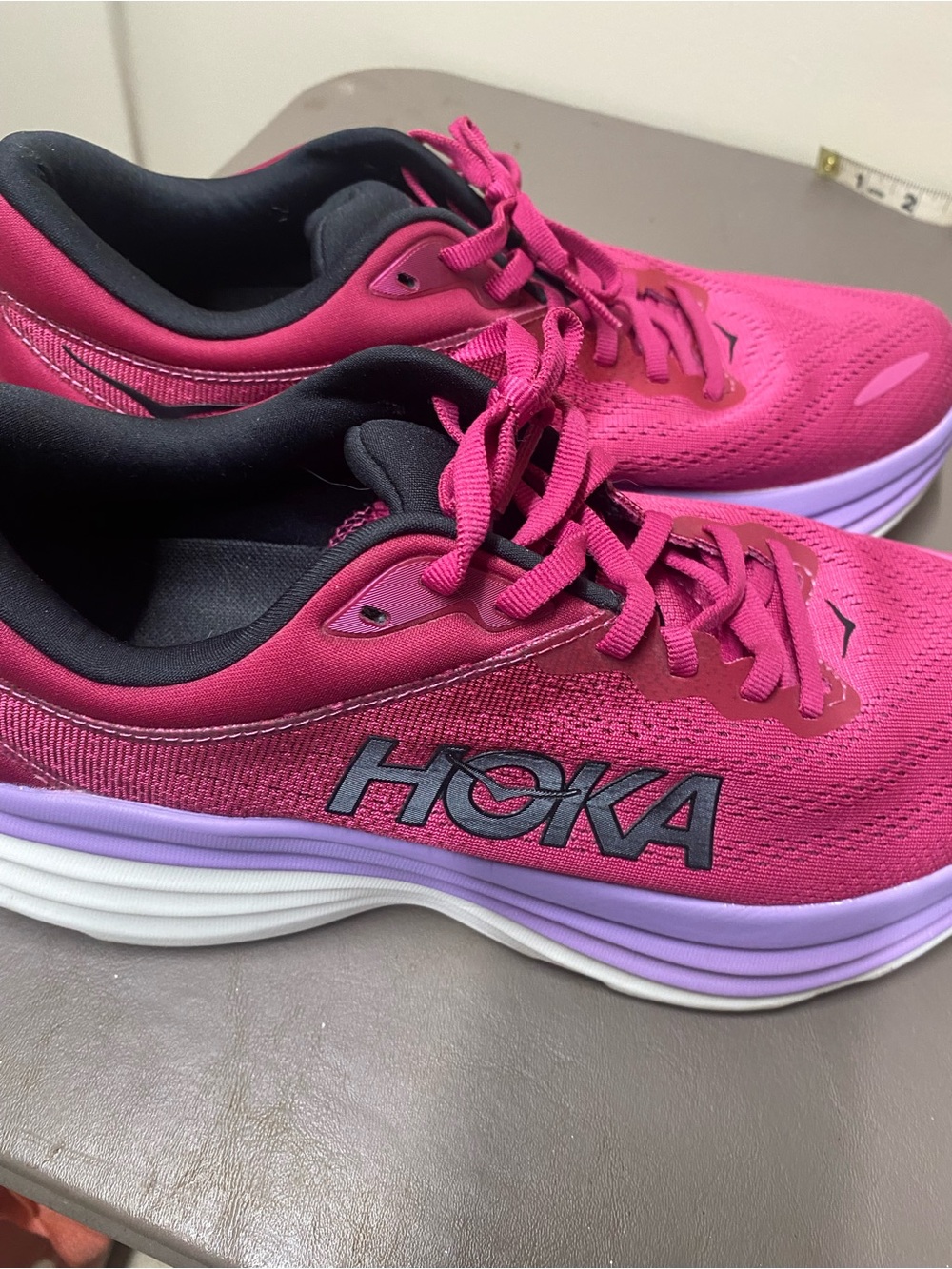 Hoka Women's Magenta Athletic Running Shoes with Lavender Midsole - Picture 6 of 6